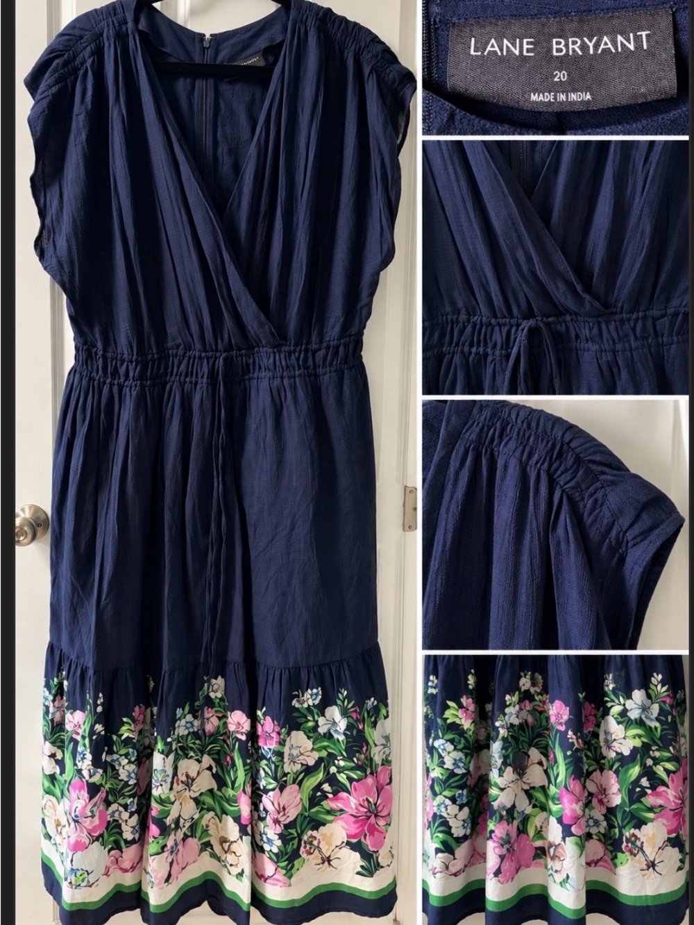 Lane Bryant Navy Dress with Floral Border